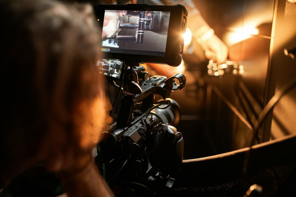 Behind the scenes of filming films or video products and the film crew of the film crew on the set