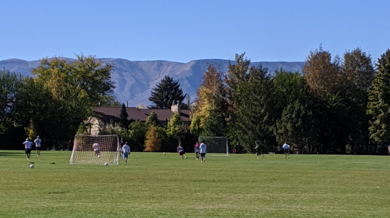 Picture of children playing soccer at Lakeside park.