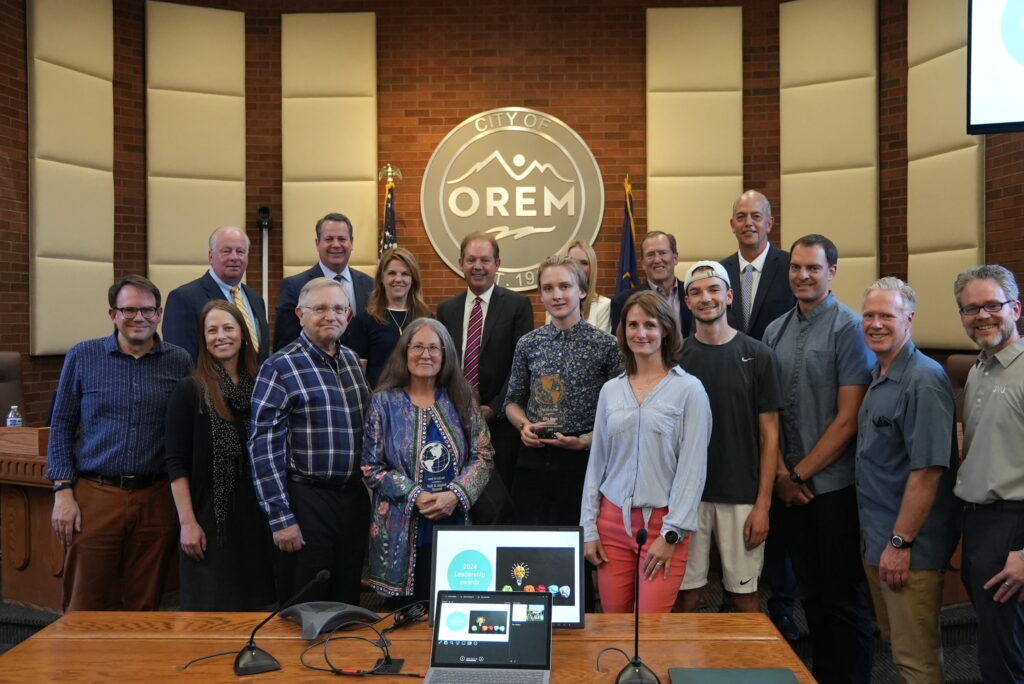 The Orem city council honors Bike Orem for the NRAC award in City Council Chambers
