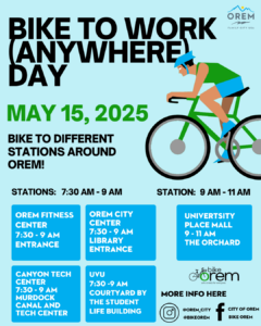 Bike to work poster showing a May 15th as the date and 7:30 AM as the time