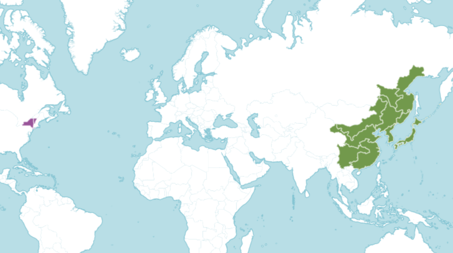 Native and introduced range map of Japanese Lilac Tree