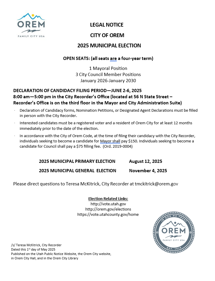 Public Notice for 2025 Election