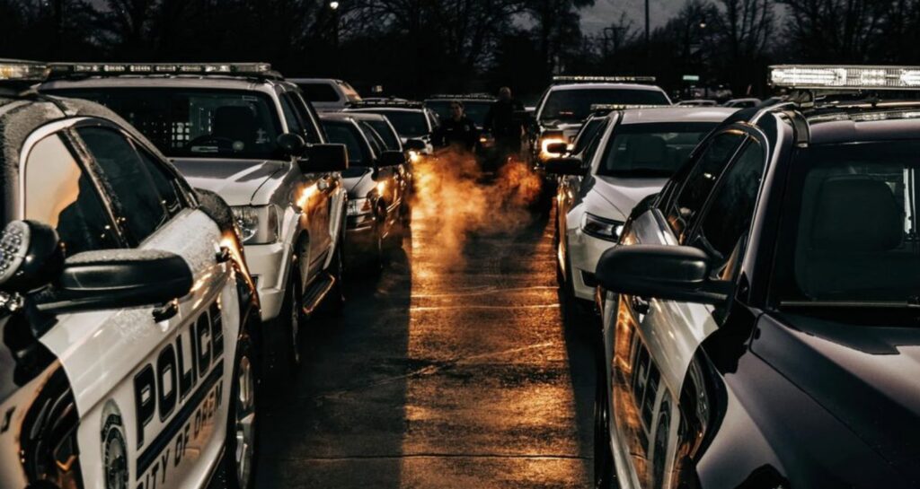 police cars lined up
