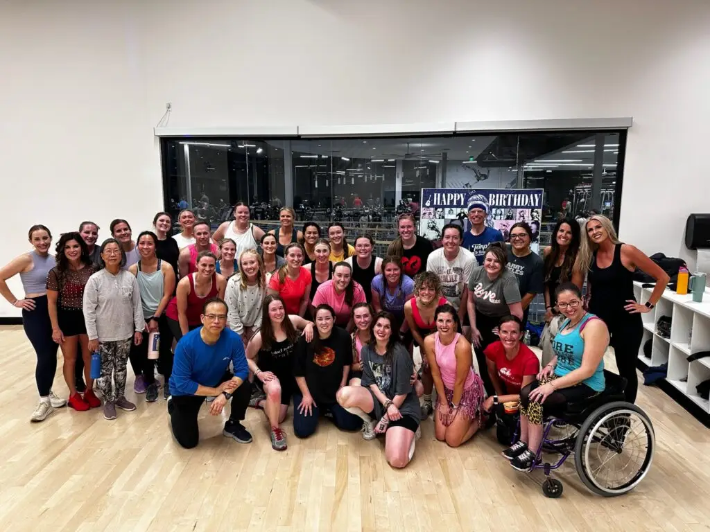 group photo of fitness class at fitness center