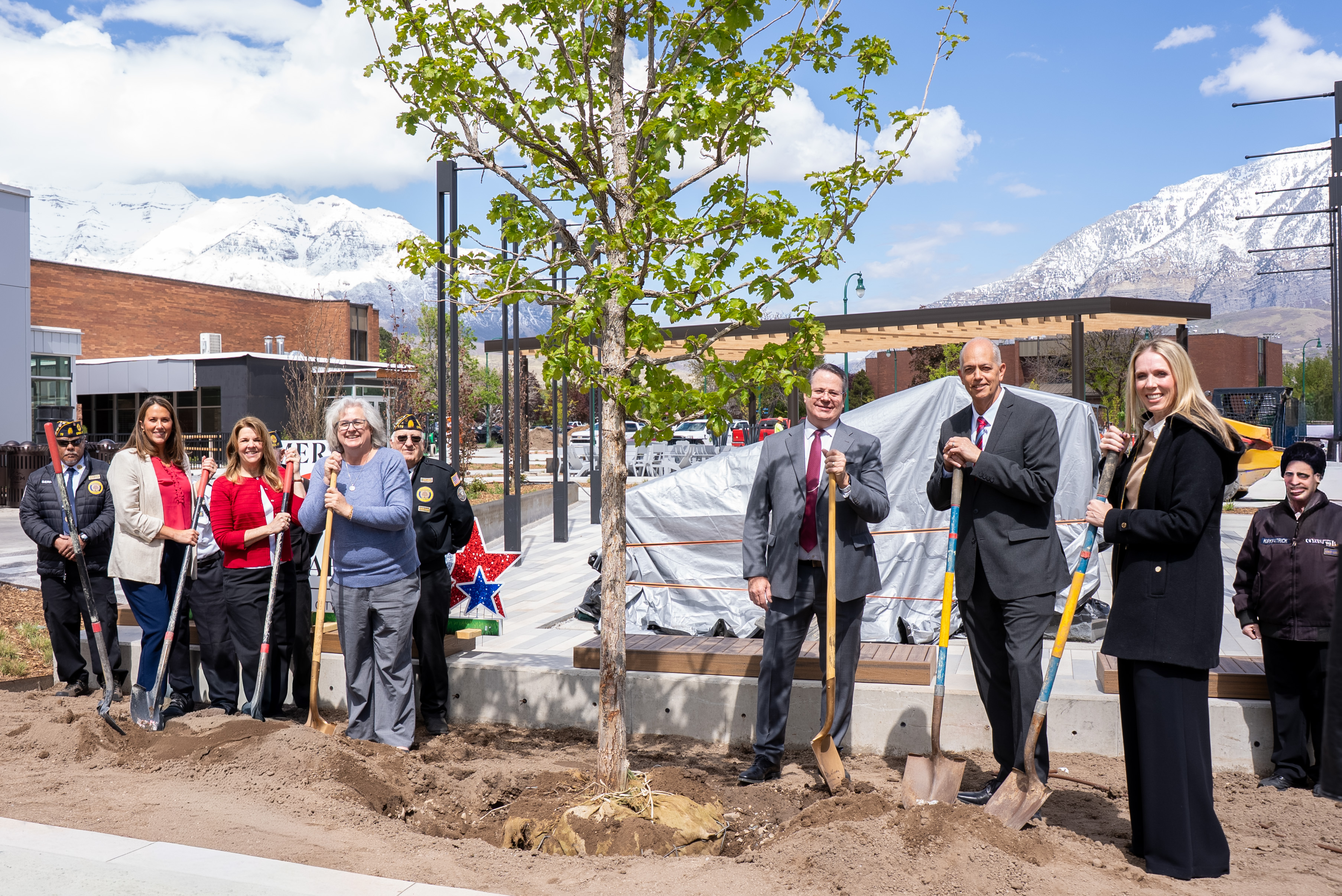 Mayor McCandless and Council members plant the Freedom Tree