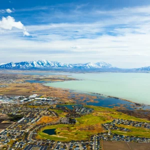 Aerial daytime view of Orem.