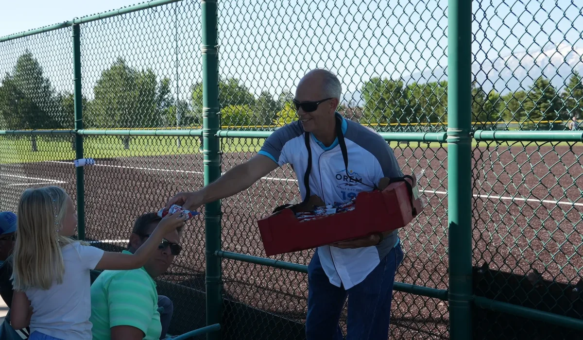 Jeff Lambson passes out snacks at Lakeside Park